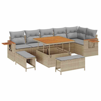 Tuinbankenset 11 Pcs En Licht Grijs Poly Rattan