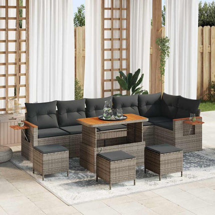 Tuinbankenset 11 Pcs En Licht Grijs Poly Rattan