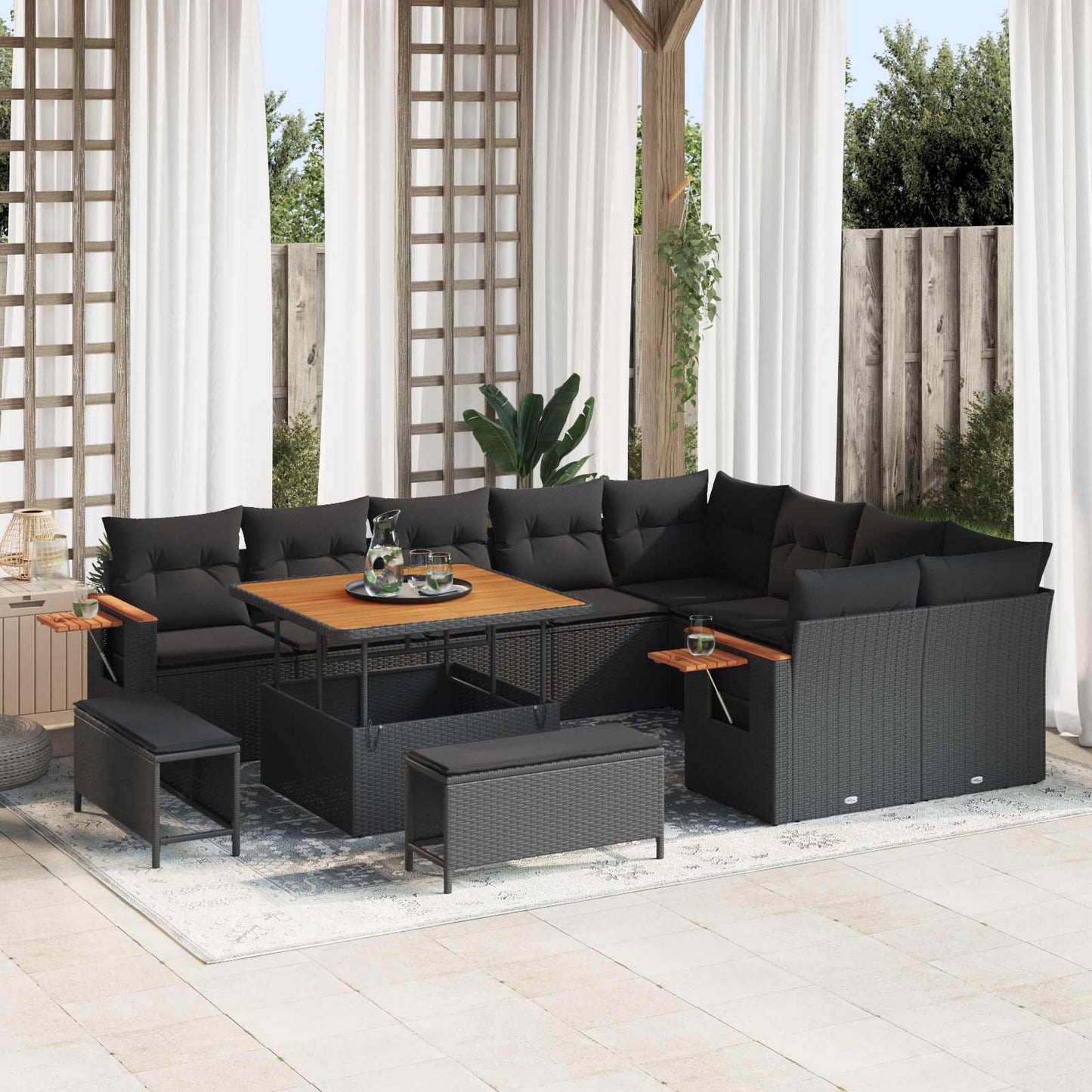 Tuinbankenset Met Kussen 13 Pcs Poly Rattan