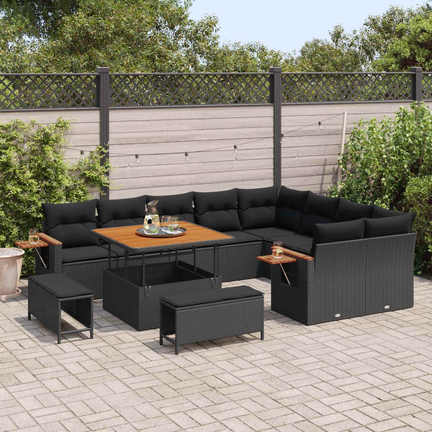 Tuinbankenset Met Kussen 13 Pcs Poly Rattan
