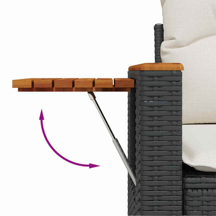 Tuinbankenset Met Kussen 13 Pcs Zwart En Crème Poly Rattan