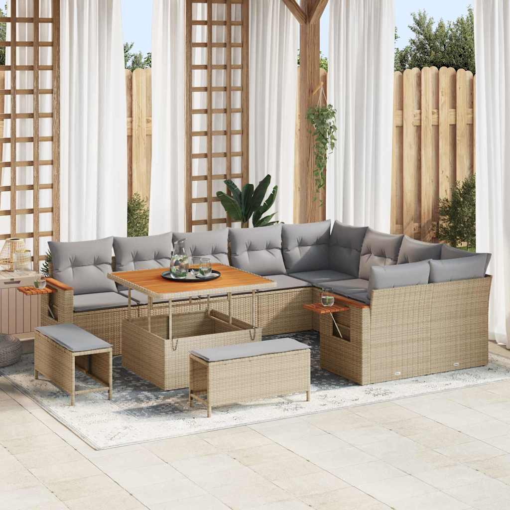Tuinbankenset Met Kussen 13 Pcs Poly Rattan