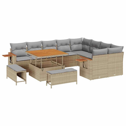Tuinbankenset 13 Pcs En Licht Grijs Poly Rattan