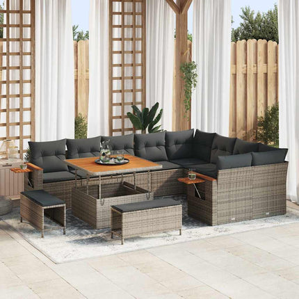 Tuinbankenset 13 Pcs En Licht Grijs Poly Rattan