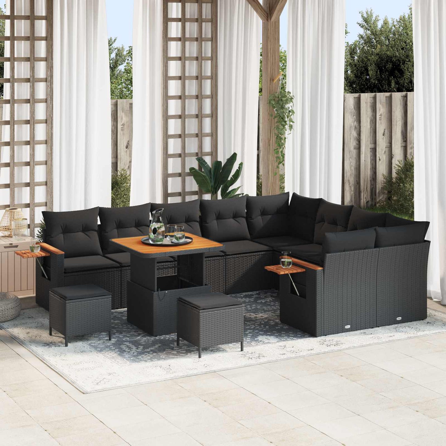 Tuinbankenset Met Kussen 13 Pcs Poly Rattan