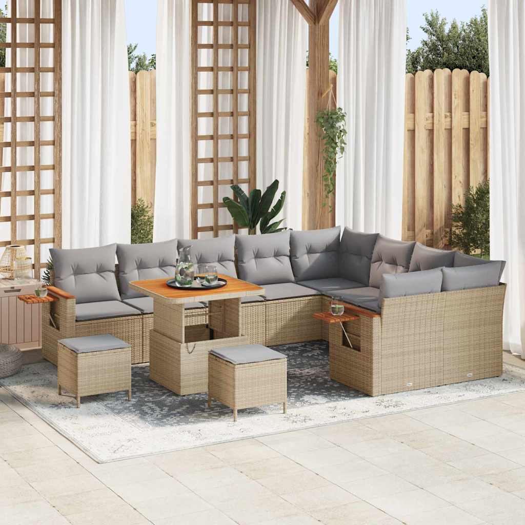 Tuinbankenset Met Kussen 13 Pcs Poly Rattan