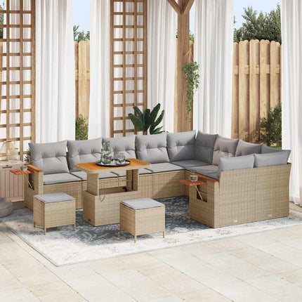 Tuinbankenset 13 Pcs En Licht Grijs Poly Rattan
