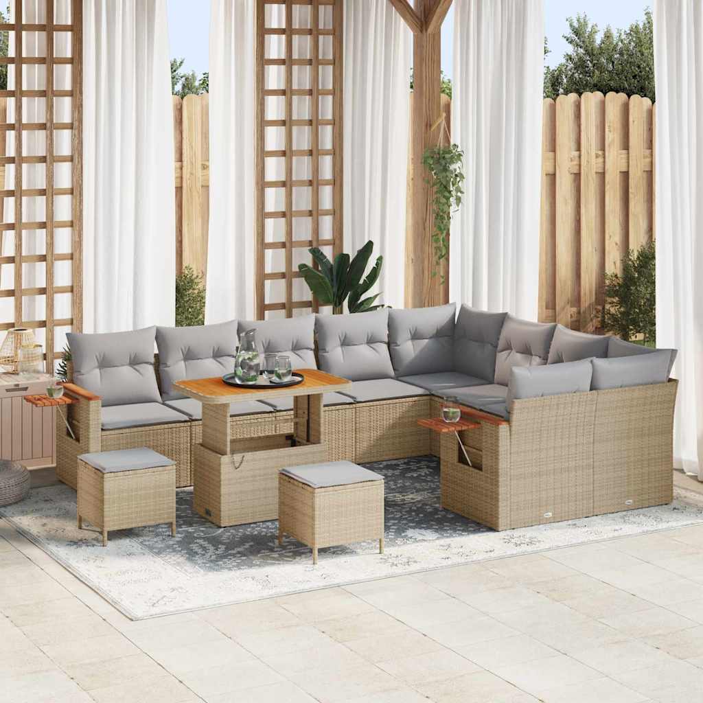 Tuinbankenset Met Kussen 13 Pcs Poly Rattan