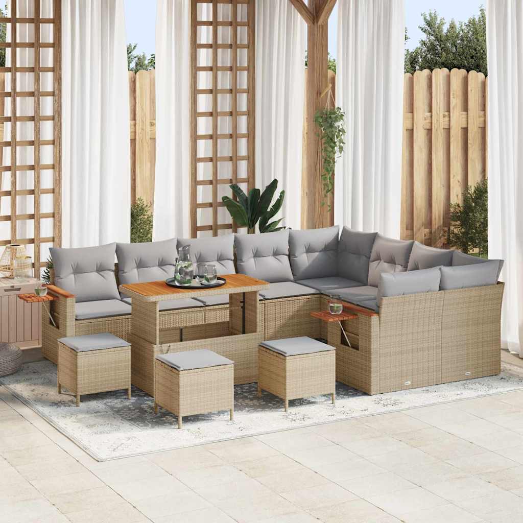 Tuinbankenset Met Kussen 13 Pcs Poly Rattan