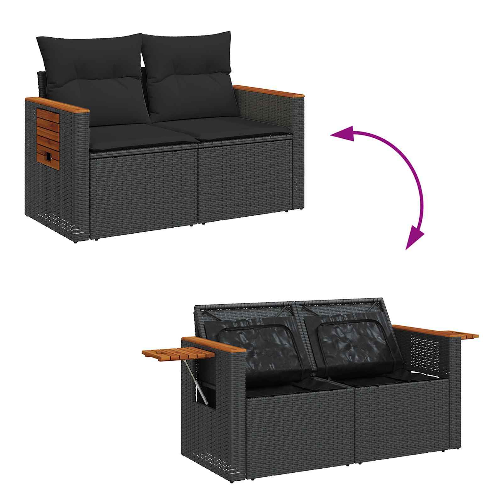 Tuinbankenset Met Kussen 17 Pcs Poly Rattan