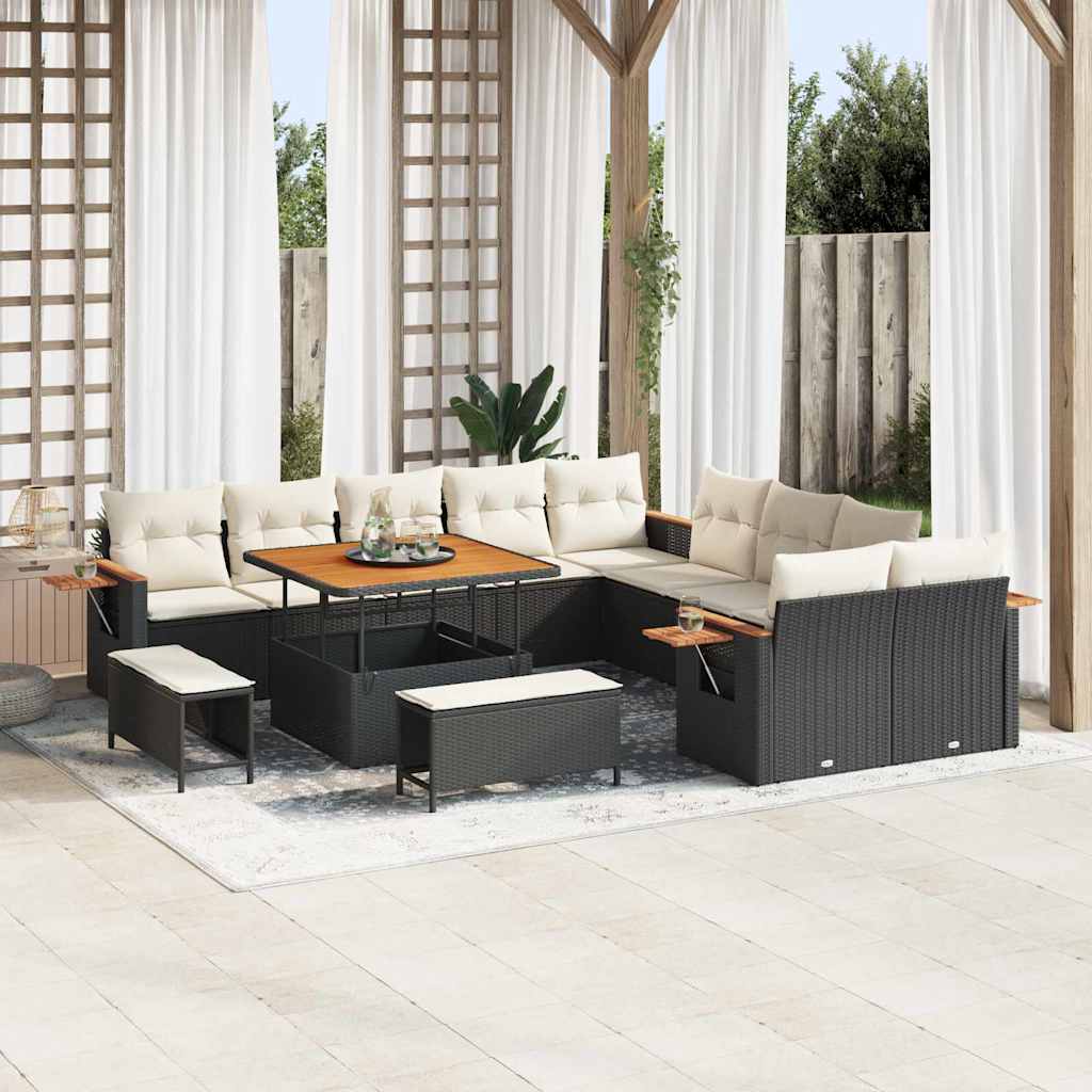 Tuinbankenset Met Kussen 17 Pcs Poly Rattan