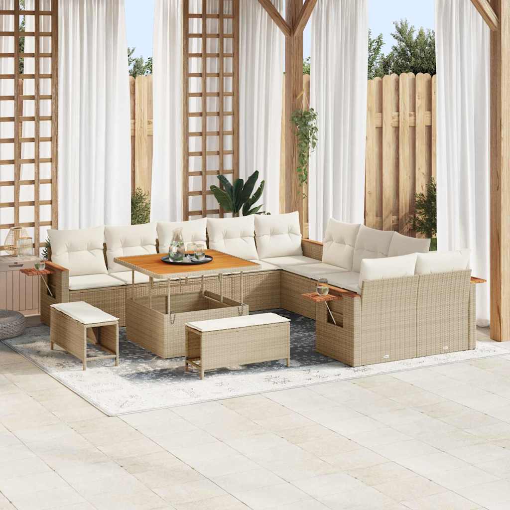 Tuinbankenset Met Kussen 17 Pcs Poly Rattan