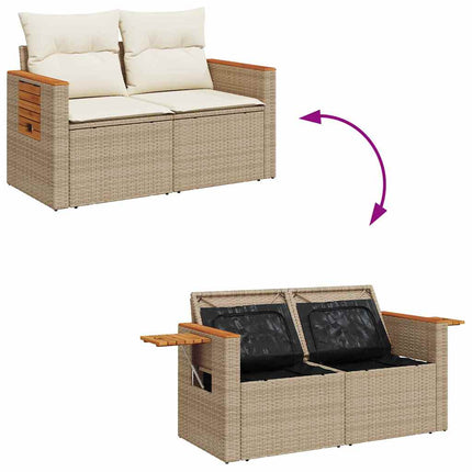 Tuinbankenset Met Kussen 17 Pcs En Crème Poly Rattan