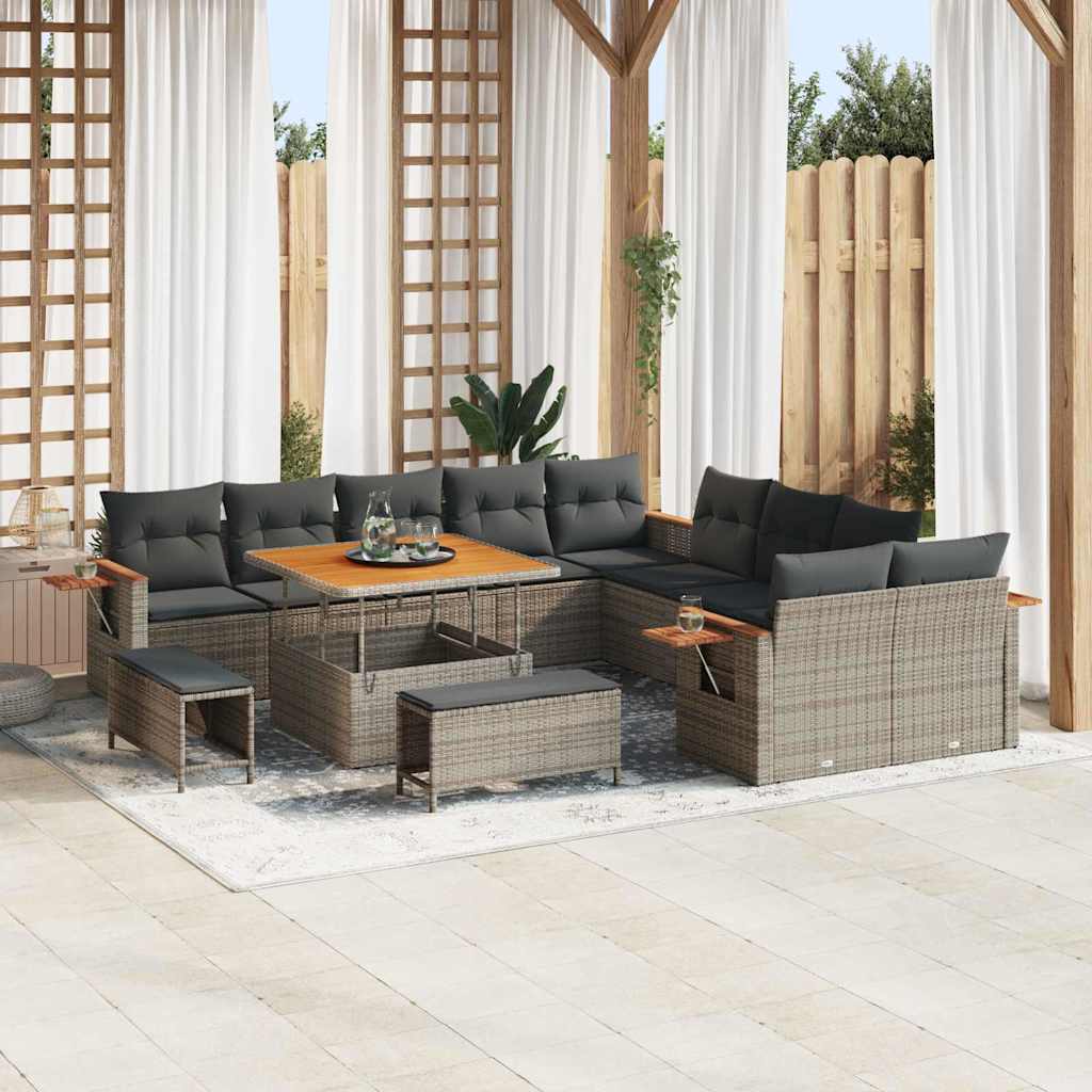 Tuinbankenset Met Kussen 17 Pcs Poly Rattan