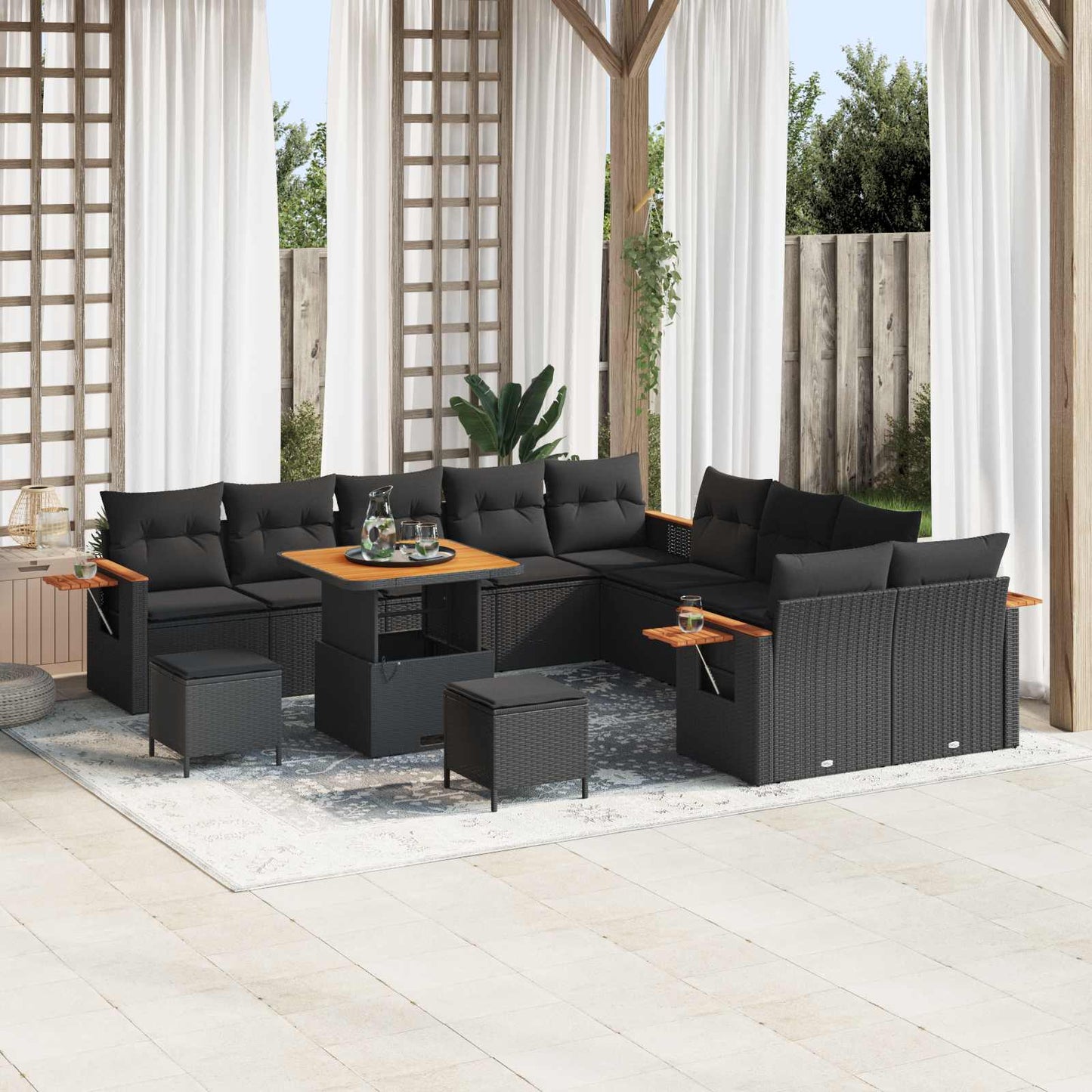 Tuinbankenset Met Kussen 17 Pcs Poly Rattan