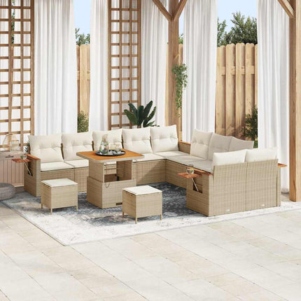 Tuinbankenset Met Kussen 17 Pcs En Crème Poly Rattan