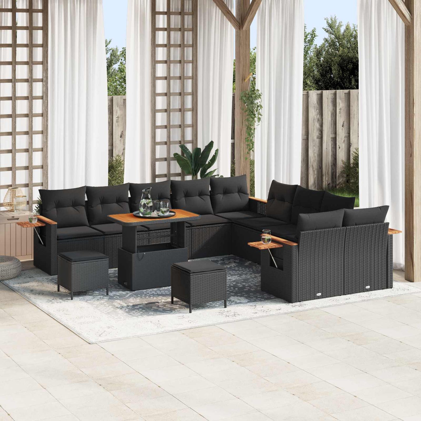 Tuinbankenset Met Kussen 17 Pcs Poly Rattan