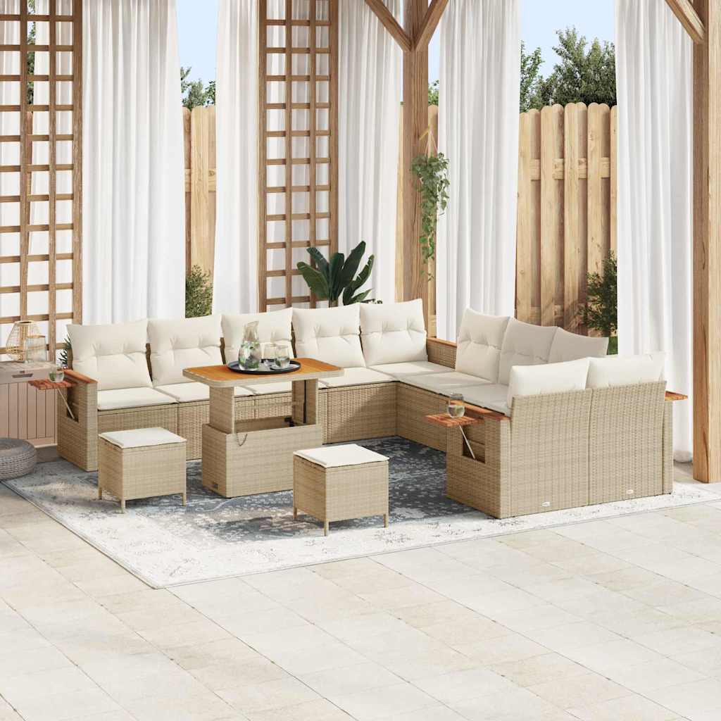 Tuinbankenset Met Kussen 17 Pcs Poly Rattan