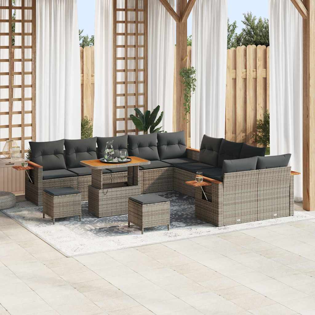 Tuinbankenset Met Kussen 17 Pcs Poly Rattan