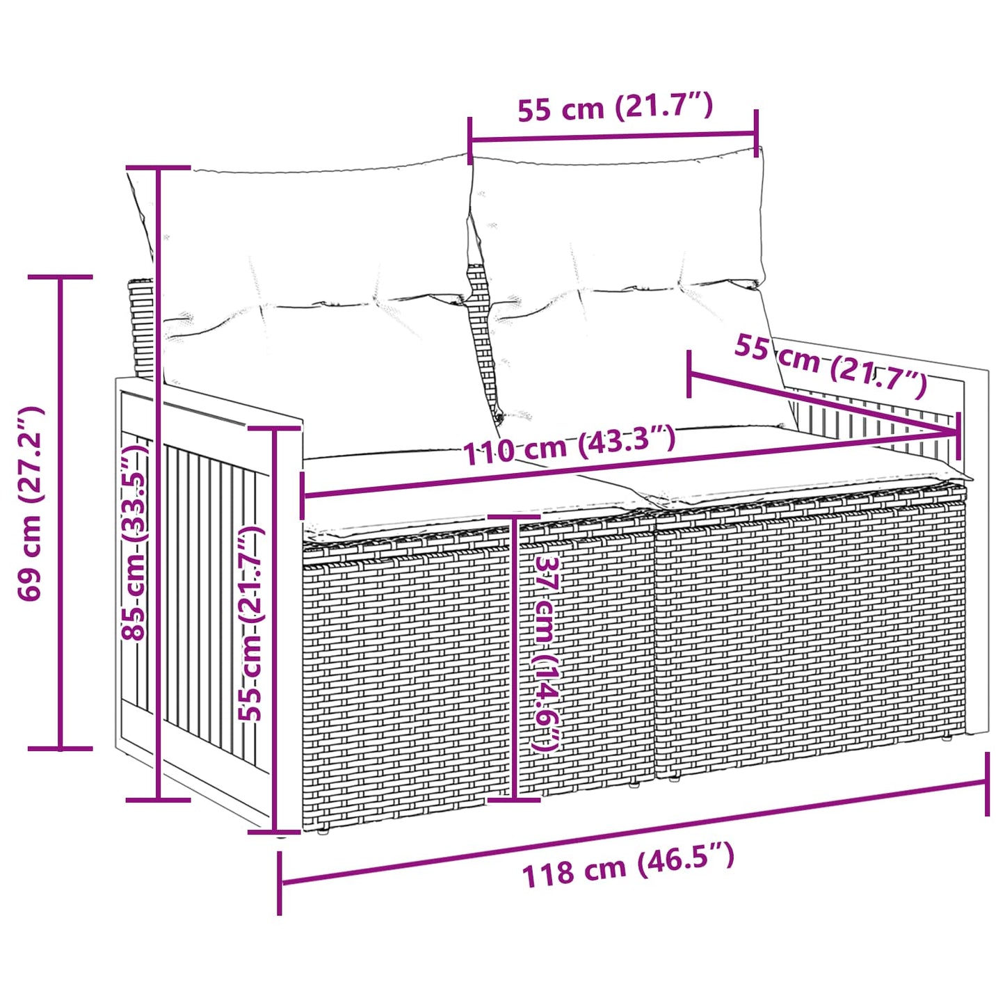 Tuinbankenset Met Kussen 11 Pcs Poly Rattan