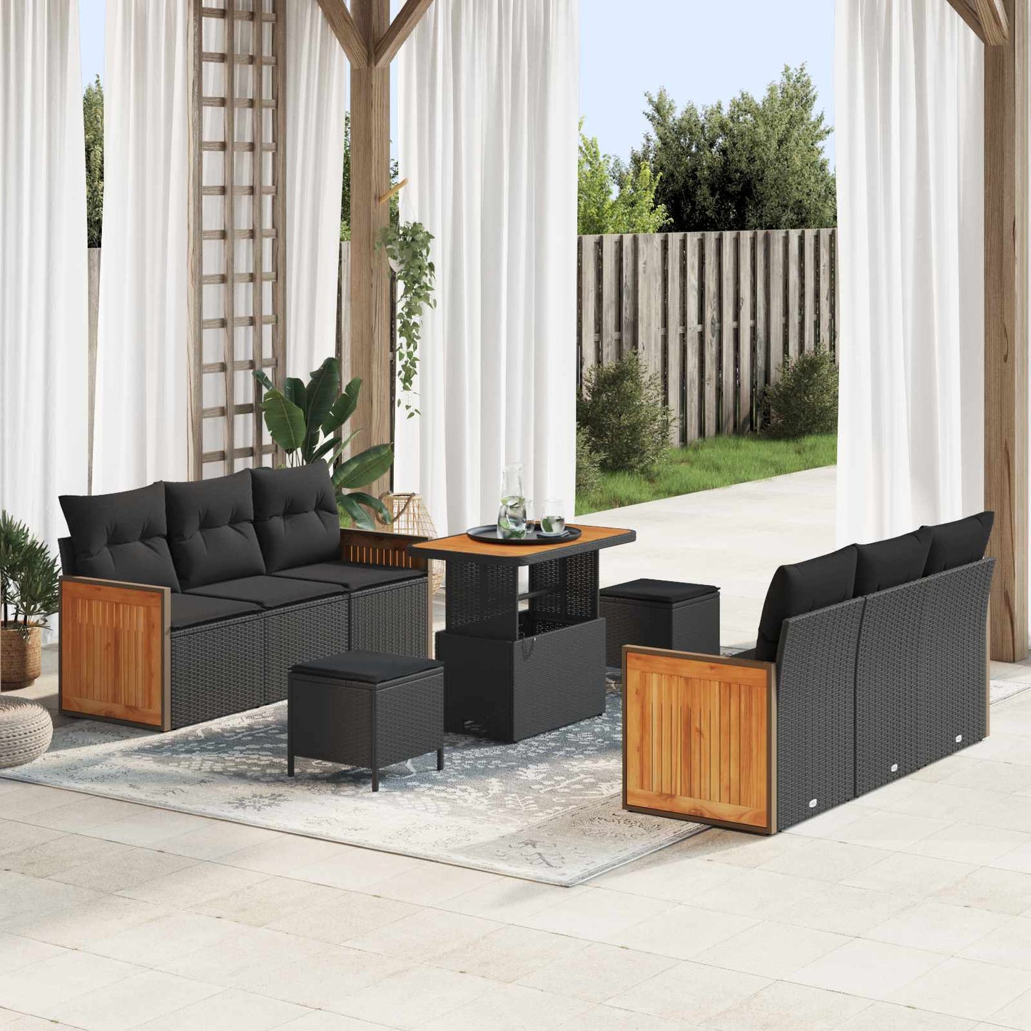 Tuinbankenset Met Kussen 11 Pcs Poly Rattan
