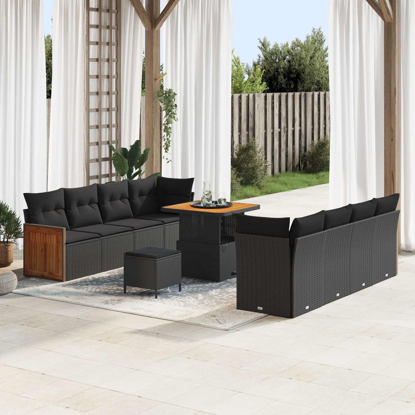 Tuinbankenset Met Kussen 12 Pcs Poly Rattan