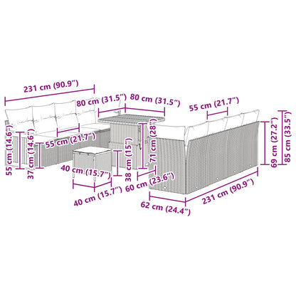 Tuinbankenset Met Kussen 12 Pcs Poly Rattan