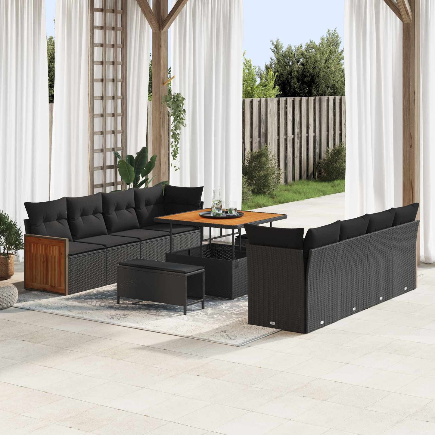 Tuinbankenset Met Kussen 12 Pcs Poly Rattan