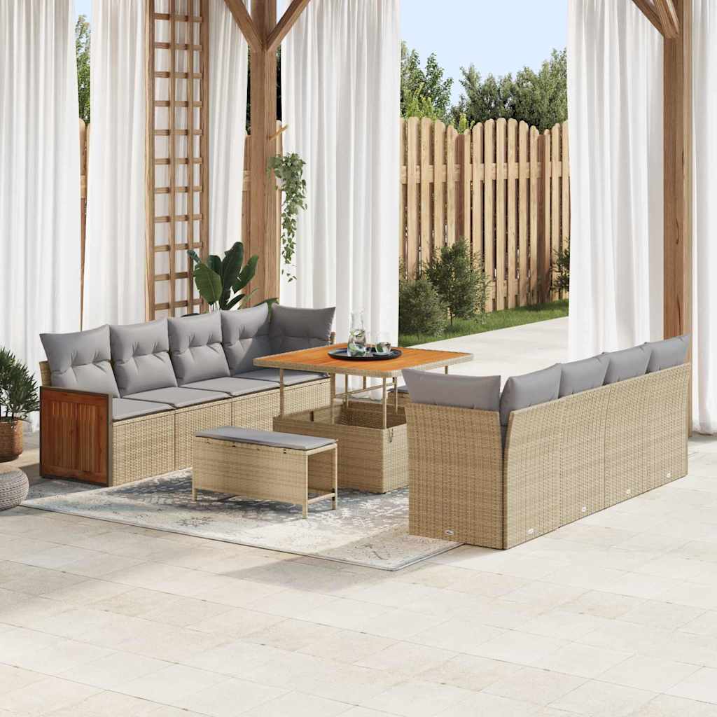 Tuinbankenset Met Kussen 12 Pcs Poly Rattan