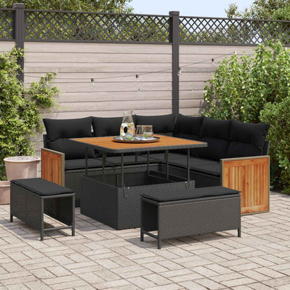 Tuinbankenset Met Kussen 9 Pcs Poly Rattan