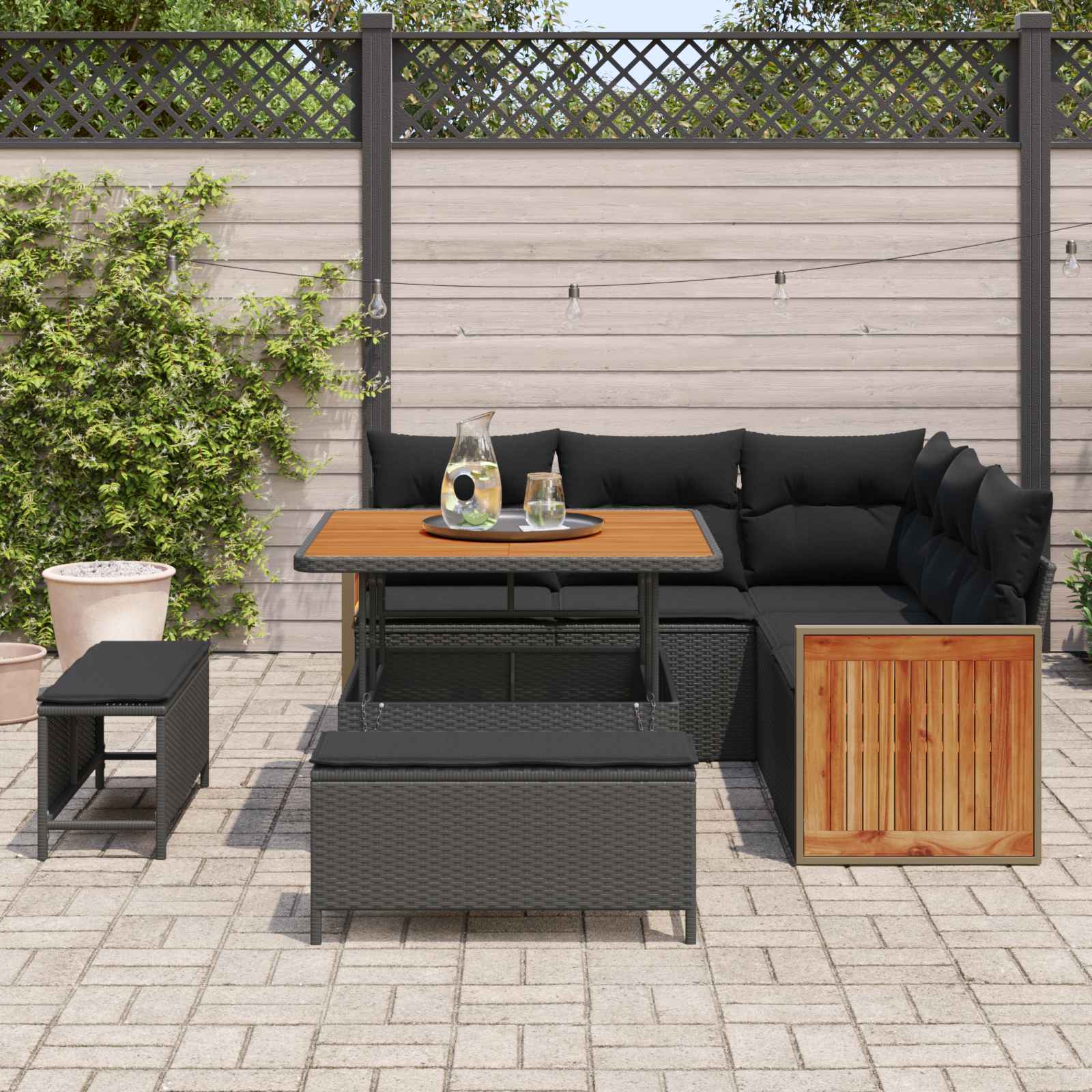 Tuinbankenset Met Kussen 9 Pcs Poly Rattan