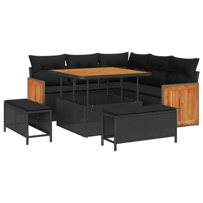 Tuinbankenset Met Kussen 9 Pcs Poly Rattan