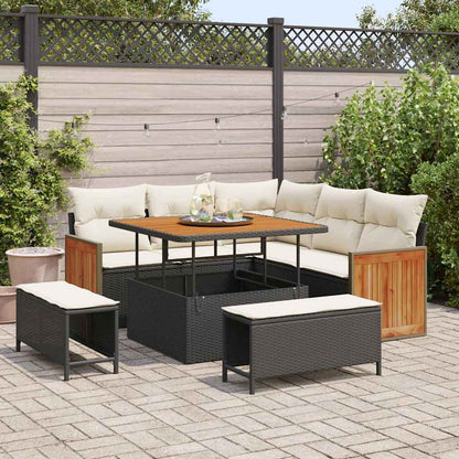 Tuinbankenset Met Kussen 9 Pcs Poly Rattan