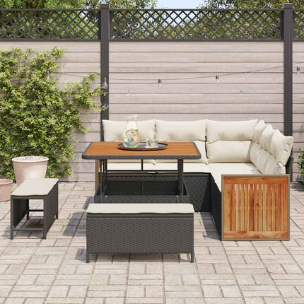 Tuinbankenset Met Kussen 9 Pcs En Crème Poly Rattan