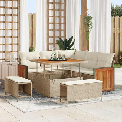 Tuinbankenset Met Kussen 9 Pcs Poly Rattan