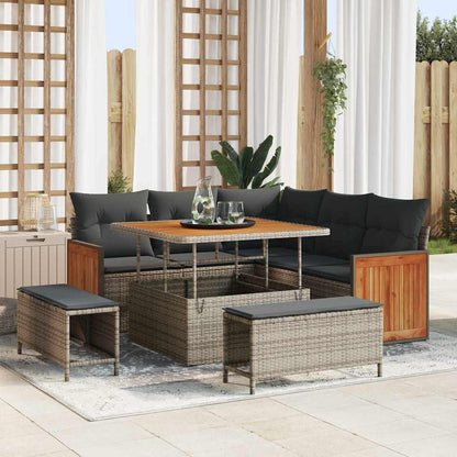 Tuinbankenset Met Kussen 9 Pcs Poly Rattan