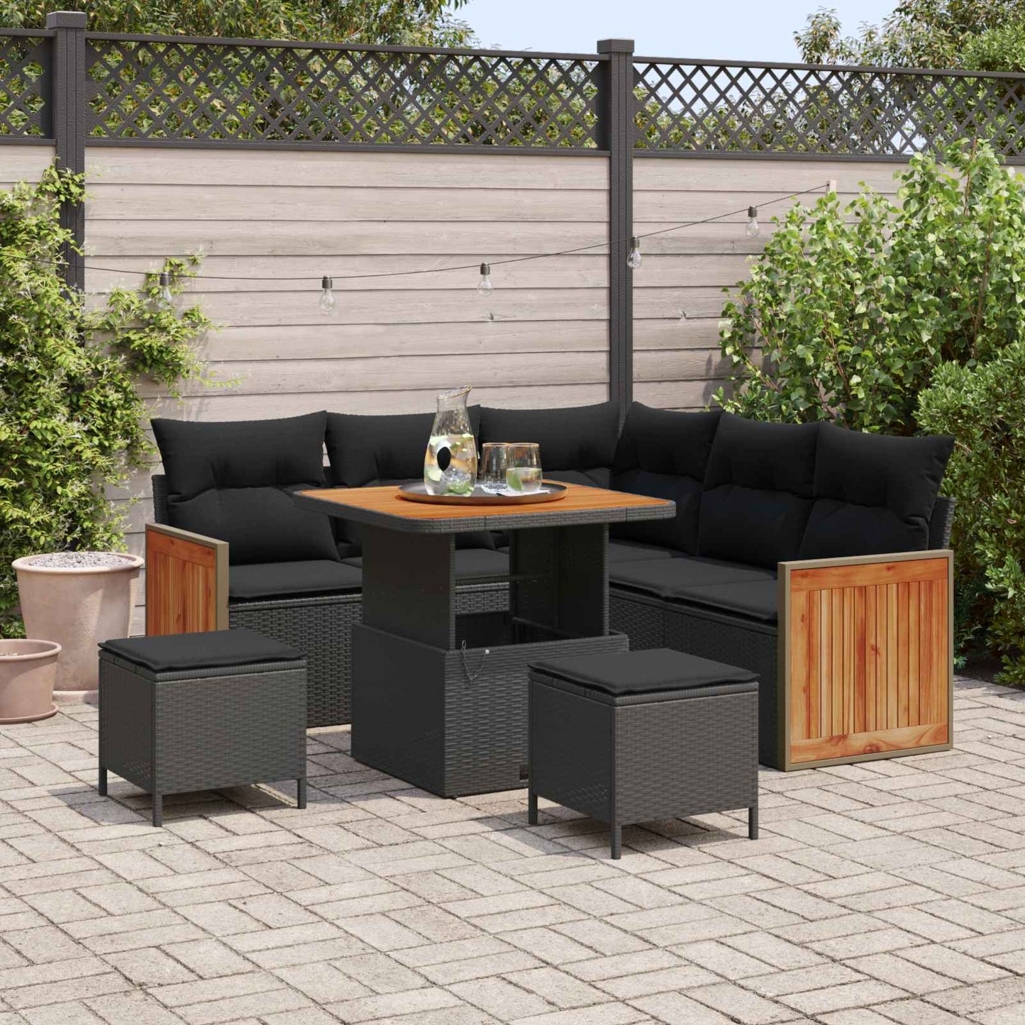 Tuinbankenset Met Kussen 9 Pcs Poly Rattan