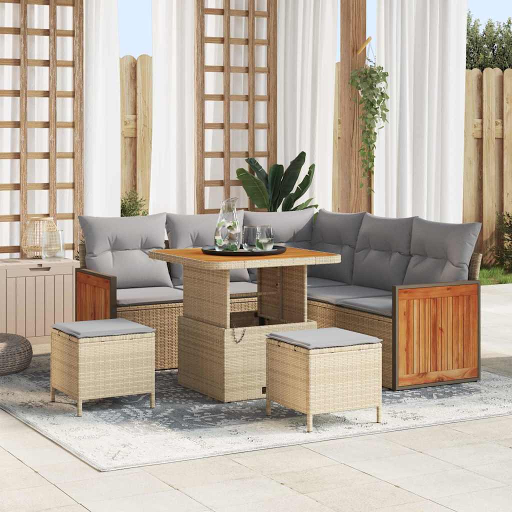 Tuinbankenset Met Kussen 9 Pcs Poly Rattan