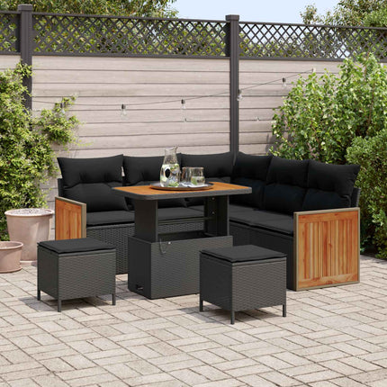Tuinbankenset Met Kussen 9 Pcs En Crème Poly Rattan