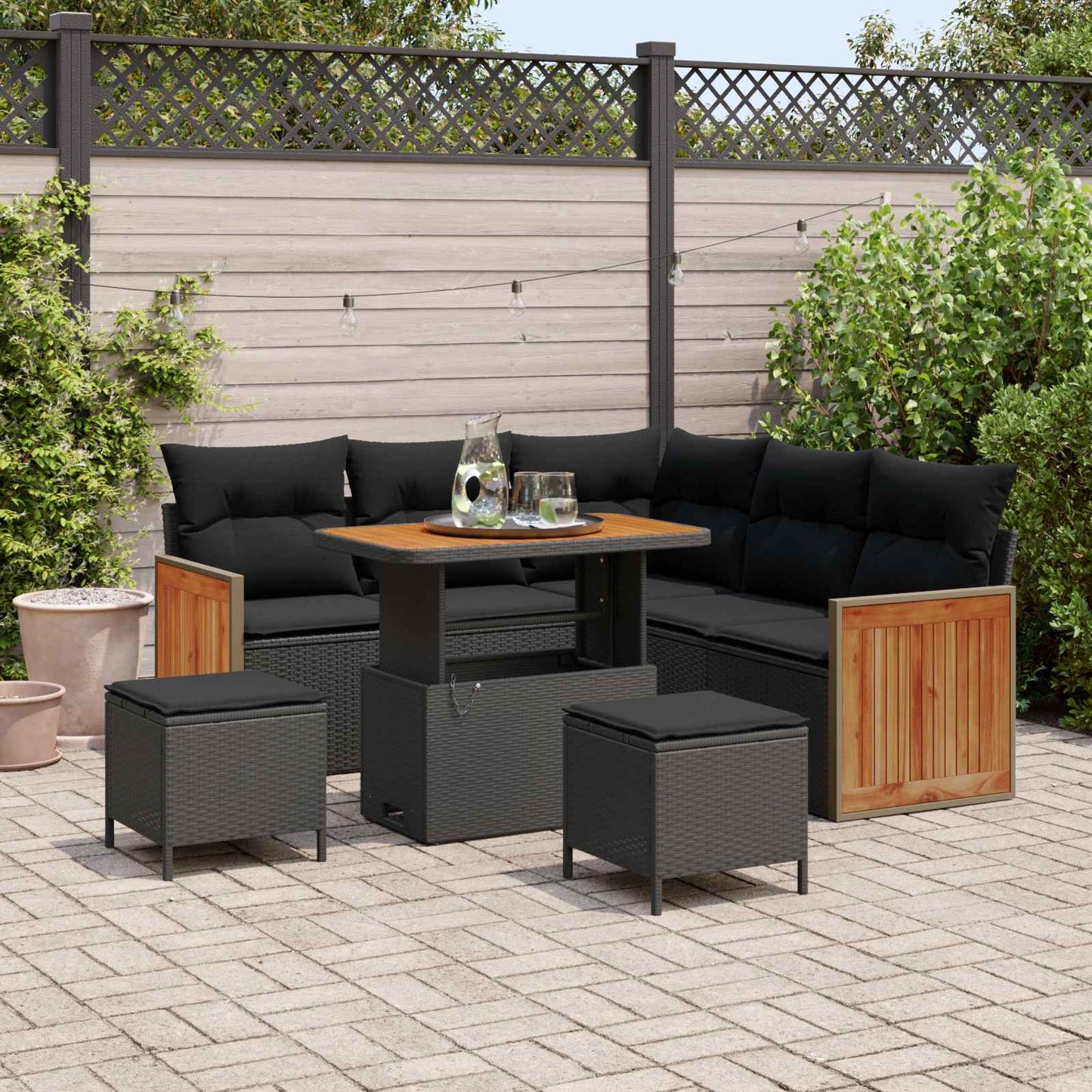 Tuinbankenset Met Kussen 9 Pcs Poly Rattan