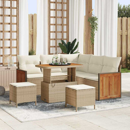 Tuinbankenset Met Kussen 9 Pcs En Crème Poly Rattan