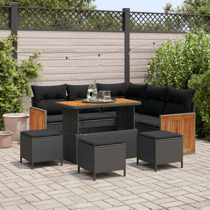 Tuinbankenset Met Kussen 9 Pcs Poly Rattan