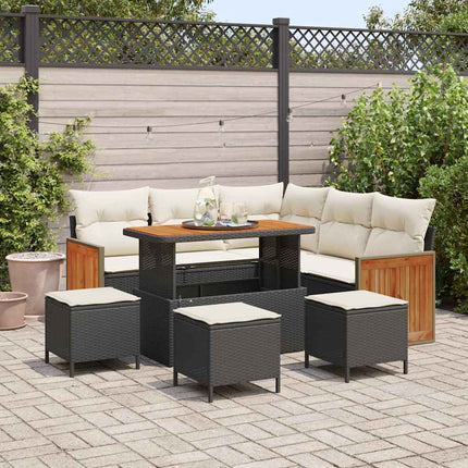 Tuinbankenset Met Kussen 9 Pcs En Crème Poly Rattan