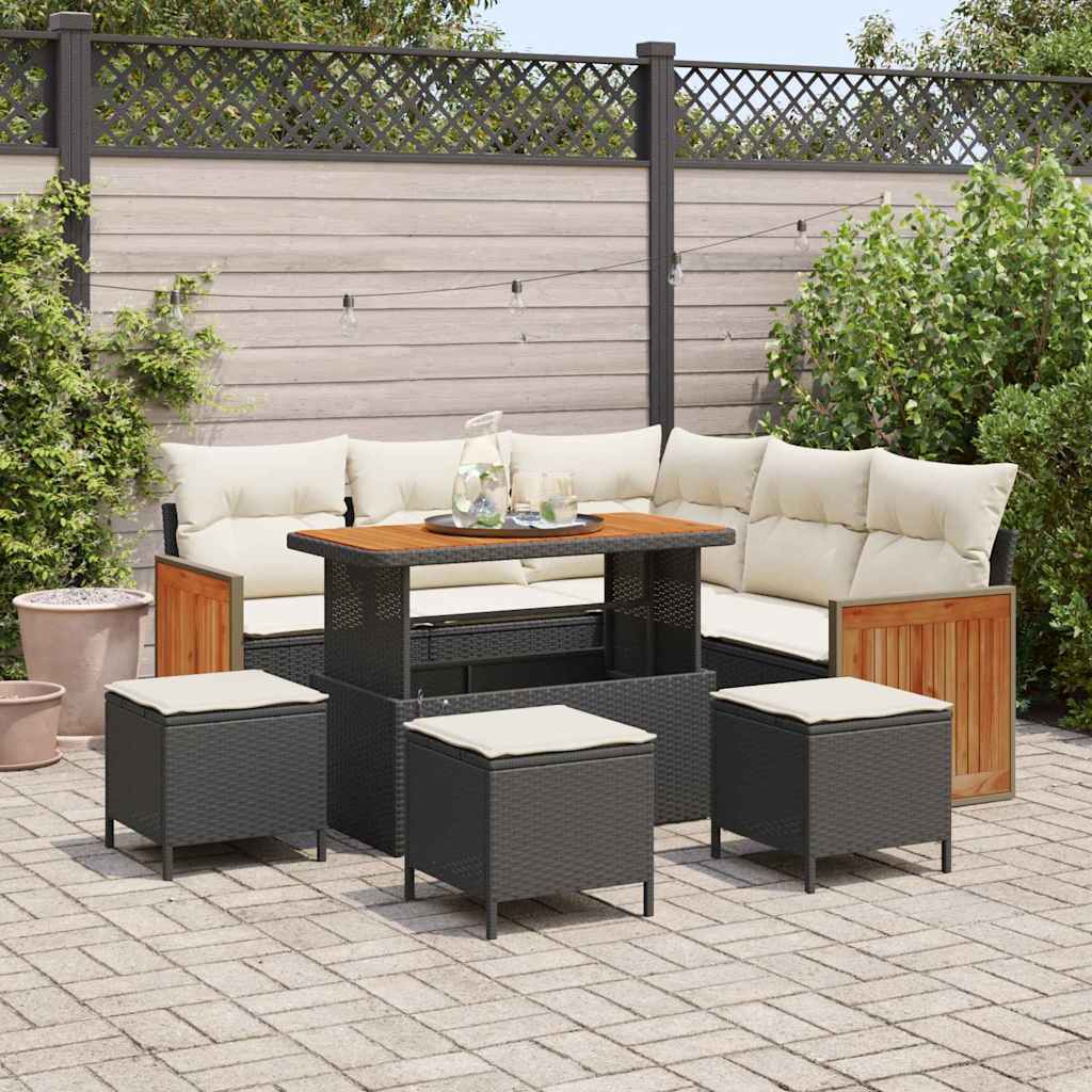 Tuinbankenset Met Kussen 9 Pcs Poly Rattan