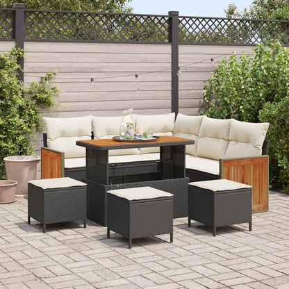 Tuinbankenset Met Kussen 9 Pcs Poly Rattan