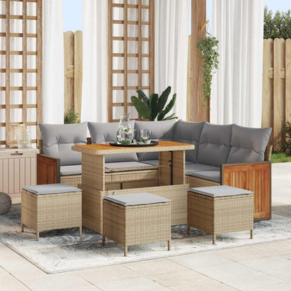 Tuinbankenset Met Kussen 9 Pcs Poly Rattan
