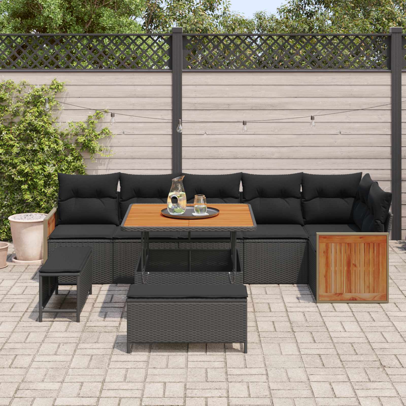 Tuinbankenset Met Kussen 11 Pcs Poly Rattan