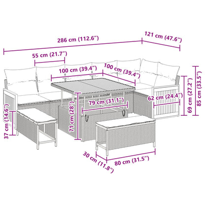 Tuinbankenset Met Kussen 11 Pcs Poly Rattan
