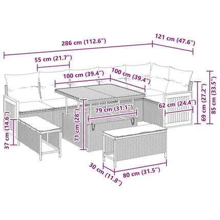 Tuinbankenset Met Kussen 11 Pcs Zwart En Crème Poly Rattan