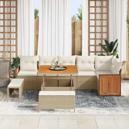 Tuinbankenset Met Kussen 11 Pcs En Crème Poly Rattan